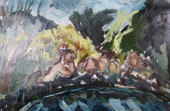 Ivan Bray (1967-) Children, Mural Garden, Penzance 30 x 61cm., unframed